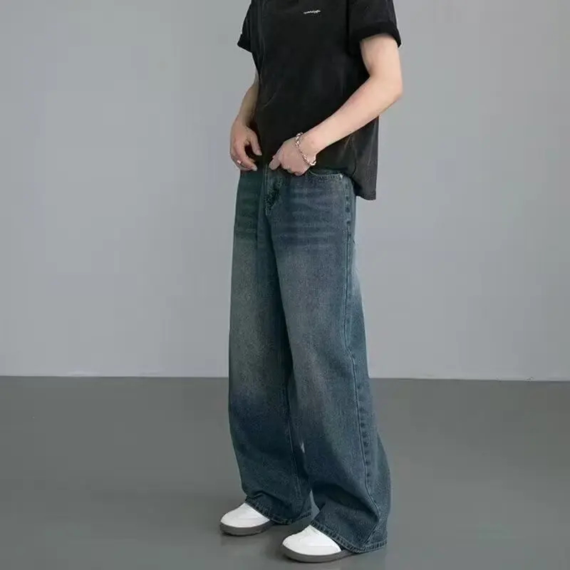 Streetwear Brand Denim - Korean Fashion Men Wide Leg Jeans