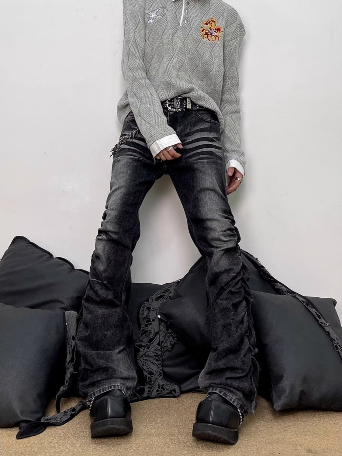 Washed Black Grey Men's Slim S - đánh giá và giá Streetwear Brand Denim